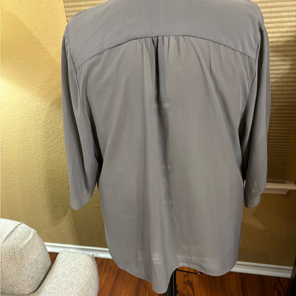 Lane Bryant Grey Ruffled Blouse - Picture 3 of 5